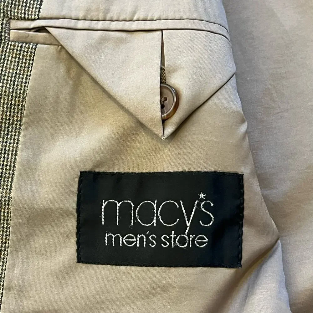 Lauren‎ Ralph Lauren Macys Beige Tan Blazer Silk Wool Blend Size 43R Men Jacket
